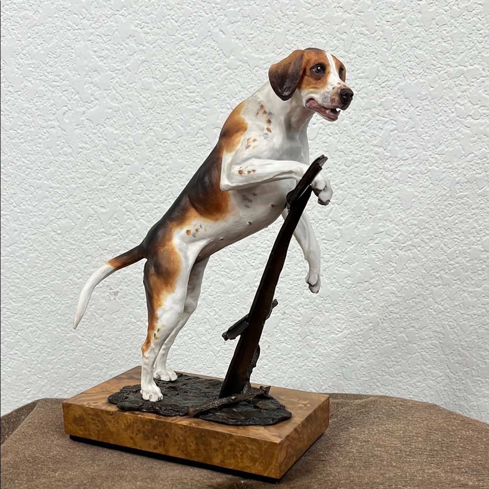 Albany Fine China Co Foxhound Neil Campbell Metal Sculpture Painted Figurine - Picture 1 of 9